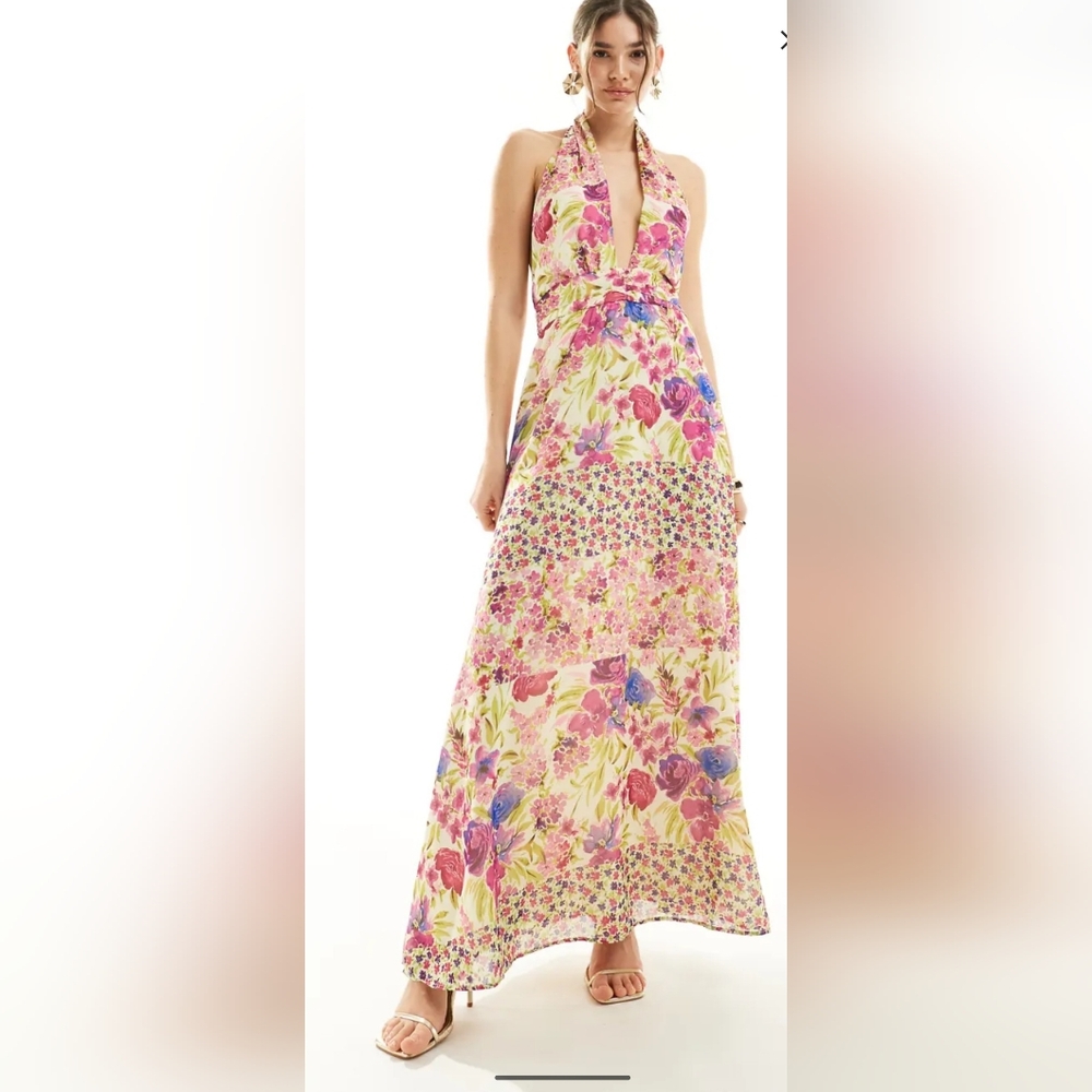 Vero Moda Floral Backless Maxi Dress
